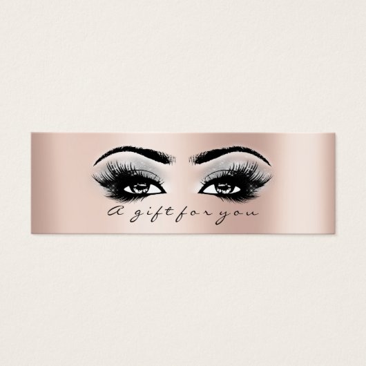 Gift Certificate Roos Gold Lashes Makeup Grey Mini Visitekaartjes (Voorkant)