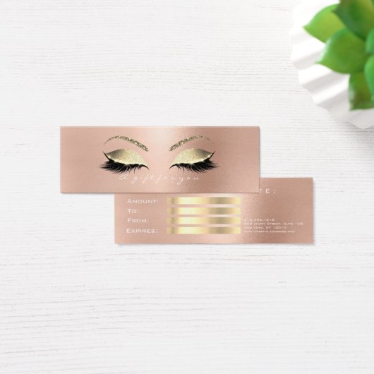 Gift Certificate Roos Gold Lashes Makeup White Pin Mini Visitekaartjes (Bureau)