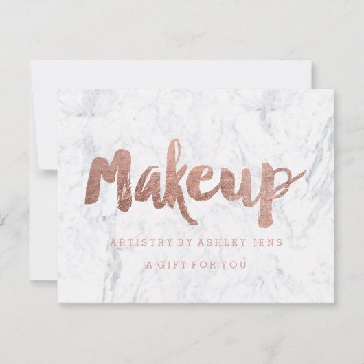 Gift certificate roos gold make-up script marmer (Voorkant)