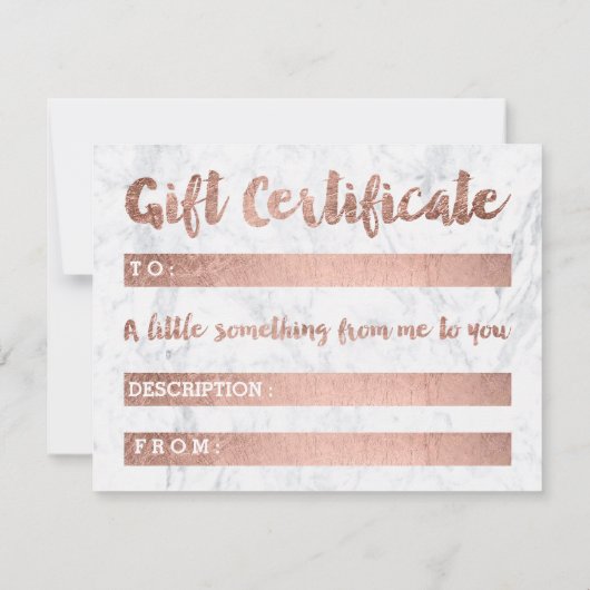 Gift certificate roos gold make-up script marmer (Achterkant)