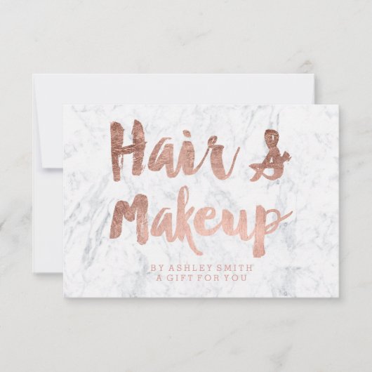 Gift certificate roos gold typografie white marble (Voorkant)