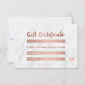 Gift certificate roos gold typografie white marble (Achterkant)