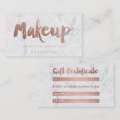 Gift certificate roos gold typografie white marble kortingskaartje (Voorkant / Achterkant)
