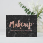 Gift certificate roos gold typografie zwarte marme (Staand voorkant)