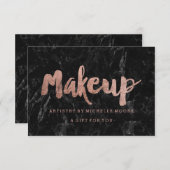 Gift certificate roos gold typografie zwarte marme (Voorkant / Achterkant)