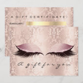 Gift Certificate Roze Damask Lashes Beauty Makeup (Voorkant / Achterkant)