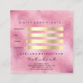 Gift Certificate Roze Glitter Gold Lashes Makeup Kortingskaartje (Achterkant)