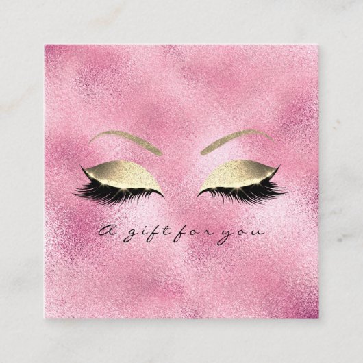 Gift Certificate Roze Glitter Gold Lashes Makeup Kortingskaartje (Voorkant)
