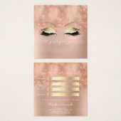 Gift Certificate Roze Glitter Gold Lashes Makeup Vierkante Visitekaartjes (Voorkant /achterkant)
