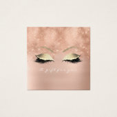 Gift Certificate Roze Glitter Gold Lashes Makeup Vierkante Visitekaartjes (Voorkant)