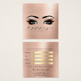 Gift Certificate Roze Rose Blush Lashes Makeup Vierkante Visitekaartjes