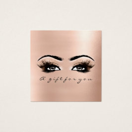 Gift Certificate Roze Rose Blush Lashes Makeup Vierkante Visitekaartjes
