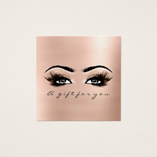 Gift Certificate Roze Rose Blush Lashes Makeup Vierkante Visitekaartjes (Voorkant)