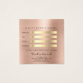 Gift Certificate Roze Rose Blush Lashes Makeup Vierkante Visitekaartjes (Achterkant)