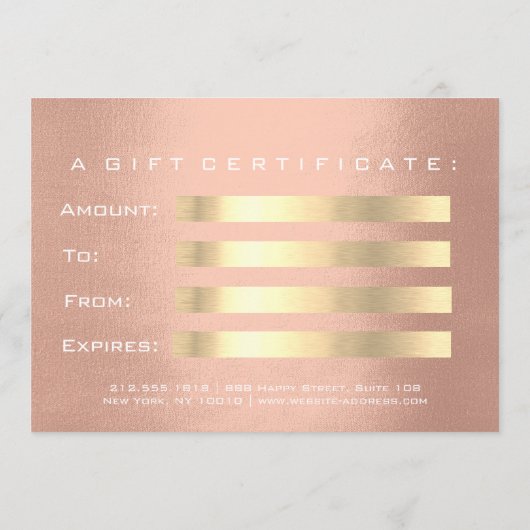 Gift Certificate Roze Rose Gold Lash (Achterkant)