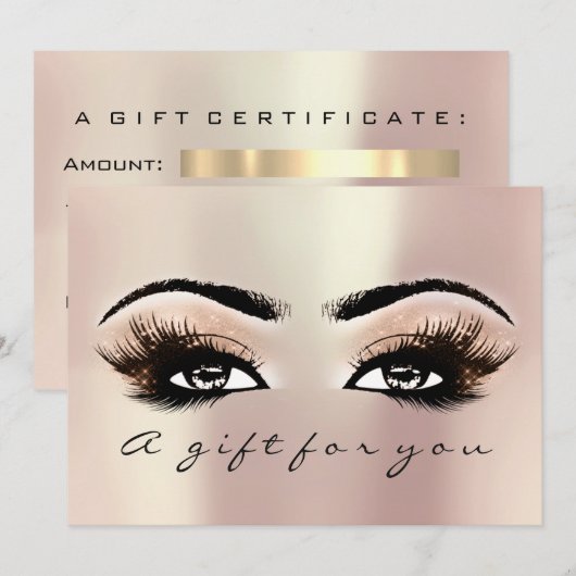Gift Certificate Roze Rose Lashes Beauty Makeup (Voorkant / Achterkant)