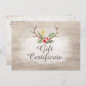 Gift Certificate Rustic Deer Bohemian Roos (Voorkant / Achterkant)