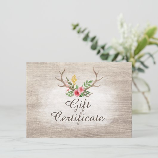 Gift Certificate Rustic Deer Bohemian Roos (Staand voorkant)