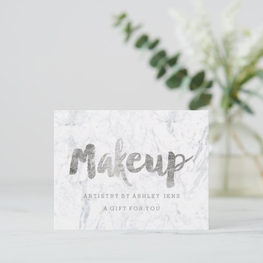 Gift certificate Silmake-up script white marble (Staand voorkant)