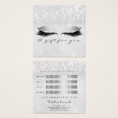 Gift Certificate Silver Glitter Lashes Makeup Grey Vierkante Visitekaartjes (Voorkant /achterkant)