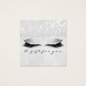 Gift Certificate Silver Glitter Lashes Makeup Grey Vierkante Visitekaartjes (Voorkant)