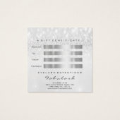 Gift Certificate Silver Glitter Lashes Makeup Grey Vierkante Visitekaartjes (Achterkant)