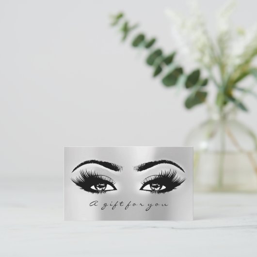 Gift Certificate Silver Gray Lashes Makeup Kortingskaartje (Staand voorkant)