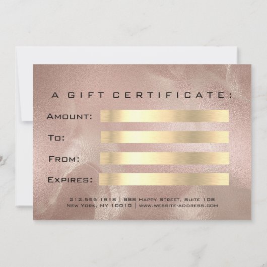 Gift Certificate Skin Gold Lash Beauty Makeup (Achterkant)