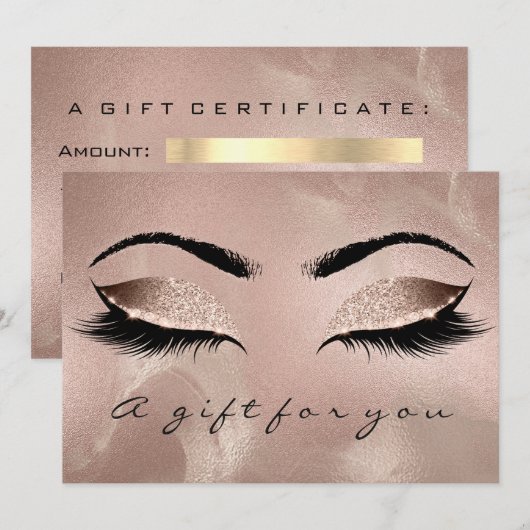 Gift Certificate Skin Gold Lash Beauty Makeup (Voorkant / Achterkant)