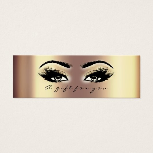 Gift Certificate Small Bronze Gold Lashes Makeup Mini Visitekaartjes (Voorkant)