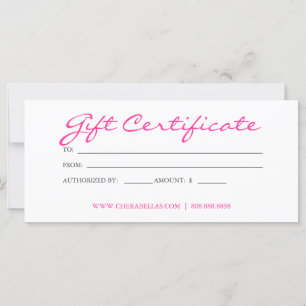 Gift Certificate Tanning Salon Pink Bikini Woman