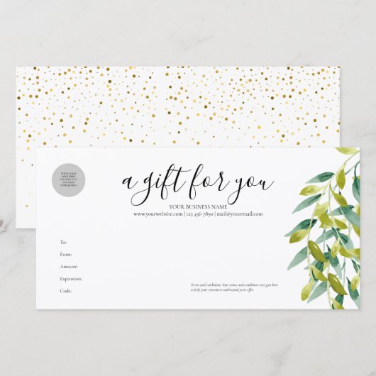 Gift Certificate van Bewedow Leaves (Voorkant / Achterkant)