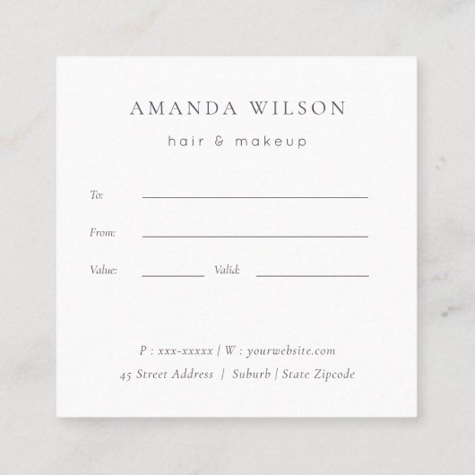 Gift Certificate van Pastel Aqua Gray Kraft Mounta Vierkante Visitekaartje (Achterkant)