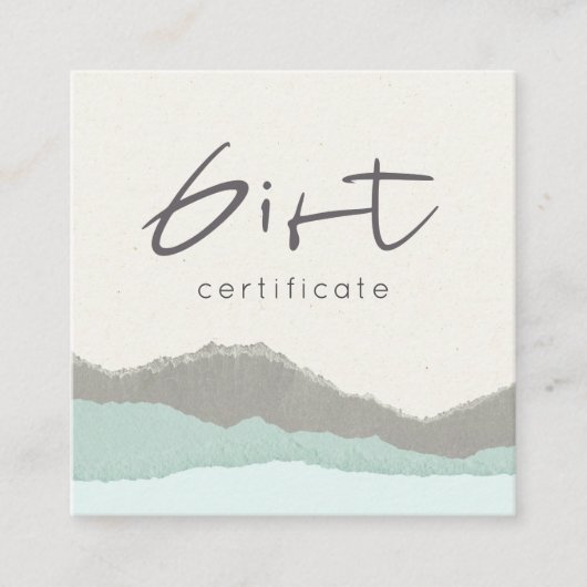 Gift Certificate van Pastel Aqua Gray Kraft Mounta Vierkante Visitekaartje (Voorkant)
