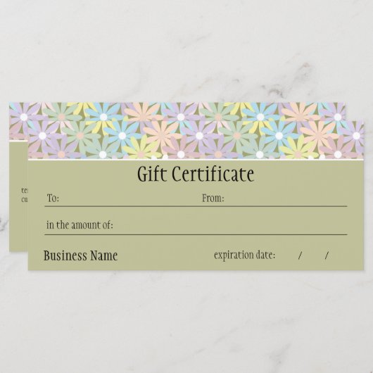 Gift Certificate voor pasteelflesjes (Voorkant / Achterkant)
