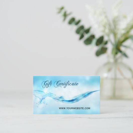 Gift Certificate Water Splash Spa Kortingskaartje (Staand voorkant)