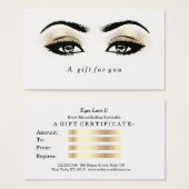 Gift Certificate White Glitter Gold Lashes Makeup1 Visitekaartjes (Voorkant /achterkant)