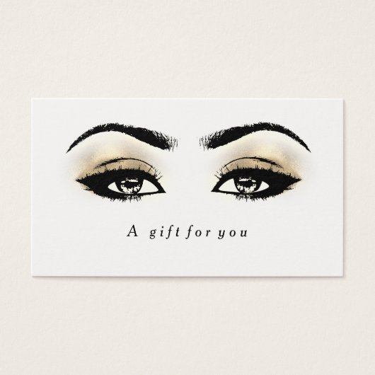 Gift Certificate White Glitter Gold Lashes Makeup1 Visitekaartjes (Voorkant)