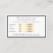 Gift Certificate White Glitter Gold Lashes Makeup Kortingskaartje (Achterkant)