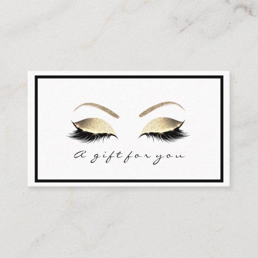 Gift Certificate White Glitter Gold Lashes Makeup Kortingskaartje (Voorkant)
