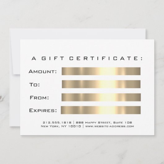 Gift Certificate White Gold Lash Beauty Makeup (Achterkant)