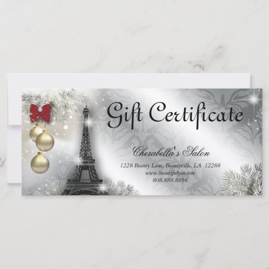 Gift Certificate Xmas Salon Eiffel Tower Paris (Voorkant)