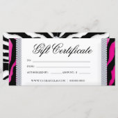 Gift Certificates Tanning Salon Jewelry Pink Black (Voorkant / Achterkant)