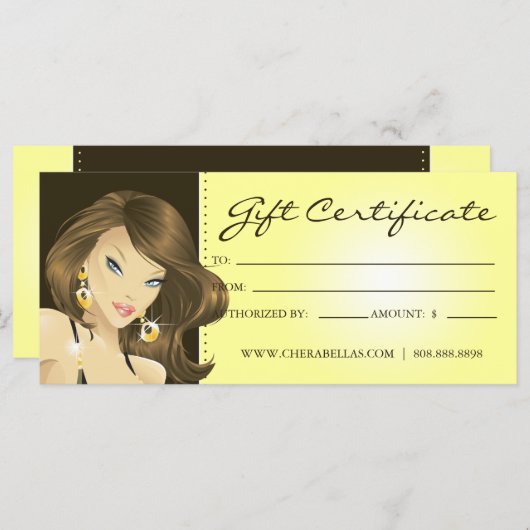 Gift Certificates Tanning Salon  Woman Ylw (Voorkant / Achterkant)