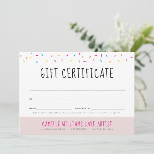 GIFT CERTIFICEREN leuke leuke kleurrijke sprinkelt (Staand voorkant)