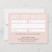 GIFT CERTIFICERING modern business blush roze zwar (Voorkant)