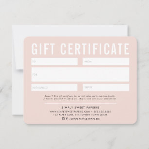 GIFT CERTIFICERING modern business blush roze zwar
