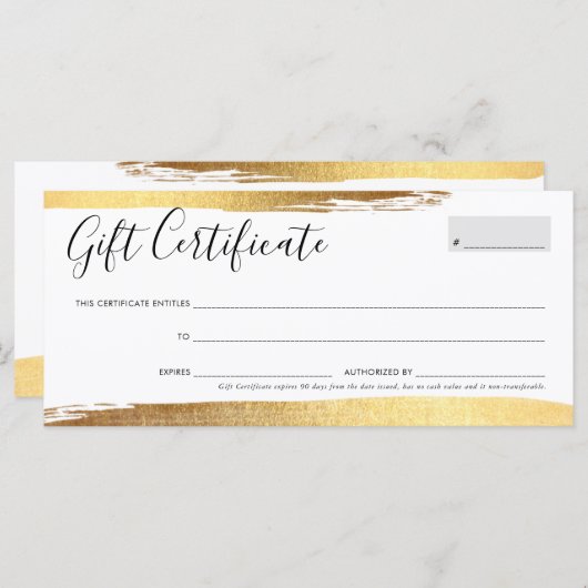 GIFT CERTIFICERING VOUCHER elegant chic gilded gol (Voorkant / Achterkant)