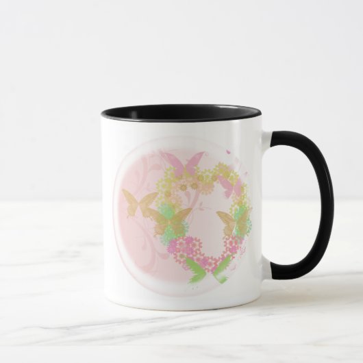 Gift Cup of Mok met bloemen en vlinders (Rechts)