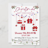 Gift Exchange Eenvoudige Cadeaus Kerstuitnodiging Kaart (Voorkant)